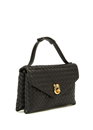 Knot Lock Siyah Kadın Deri Çanta - Görsel 4