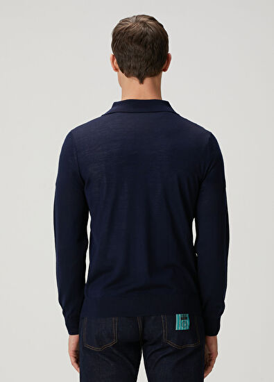 Paul Smith Lacivert Polo Yaka Kısa Kollu Merino Triko - 4