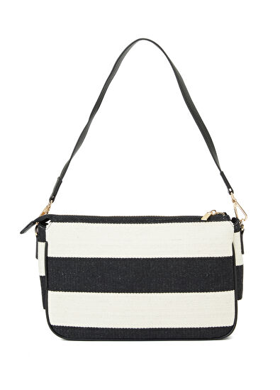 Beymen Club Black White Striped Women's Linen Bag - 4