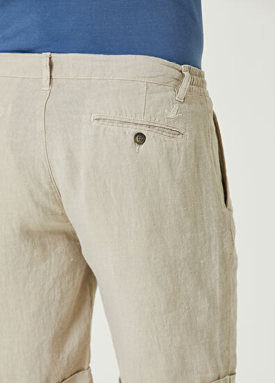 Beymen Club Regular Fit Beige Linen Shorts - 5