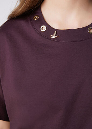 Beymen Club Mürdüm Kuşgözü Detaylı T-shirt - 6