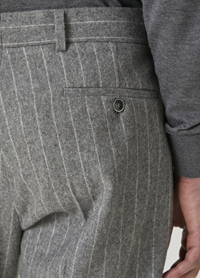 Beymen Club Grey White Stripe Patterned Trousers - 5
