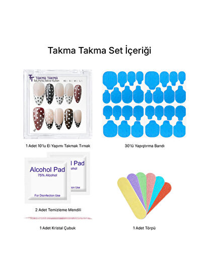 Takma Takma Uzun Badem 10'lu Renkli Protez Takma Tırnak UBD1462 - 6