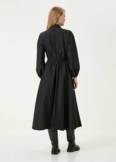 Beymen Club Siyah Midi Tafta Gömlek Elbise - 5