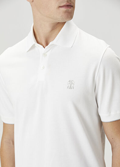 Brunello Cucinelli Beyaz Polo Yaka T-shirt - 5
