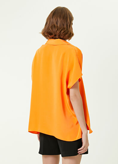 Beymen Club Turuncu Polo Yaka Saten Bluz - 6