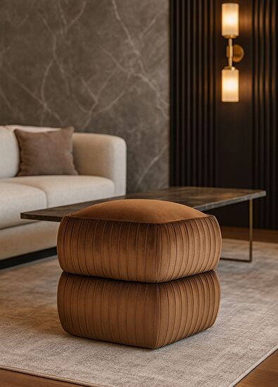 Pinarch Design Drape Kahverengi Puf - 5