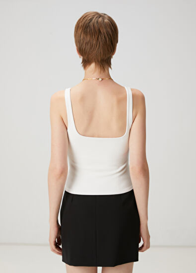 Beymen Club Off White Ribbed Fit Tank Top - 4