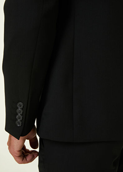 Beymen Club Drop 6 Siyah Klasik İnce Yün Takım Elbise - 7