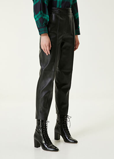 Beymen Club Siyah Nervürlü Deri Pantolon - 3