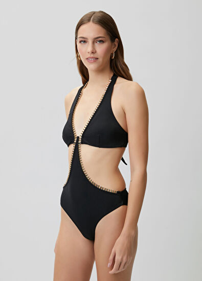 Beymen Club Black gold chain detailed swimsuit - 3