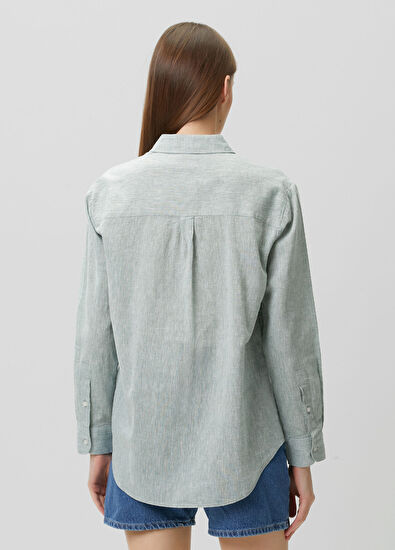 Beymen Club Su Yeşili Keten Gömlek - 5