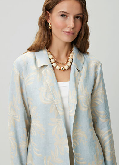 Beymen Club Mint Floral Keten Ceket - 5