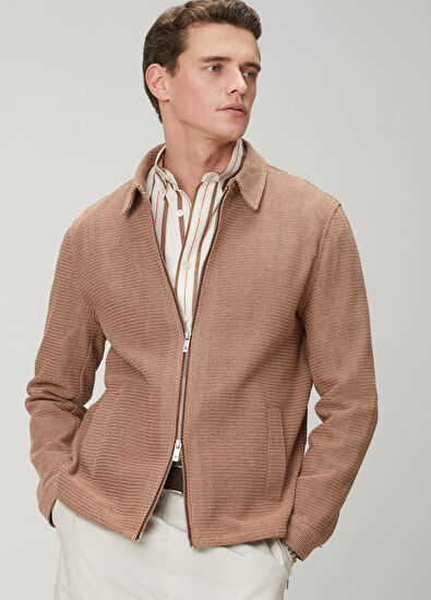 Beymen Club Kahverengi Pudra Örgü Görünümlü Ceket - 4
