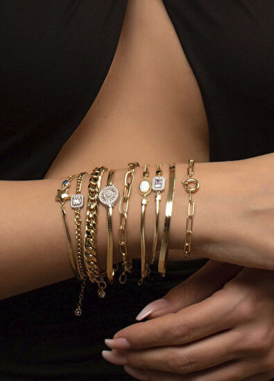 Lovely İtalyan Opal 14 Ayar Kadın Altın Bileklik - Görsel 6