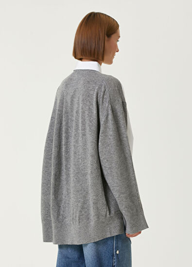 Stella McCartney Gri Yün Hırka - 5