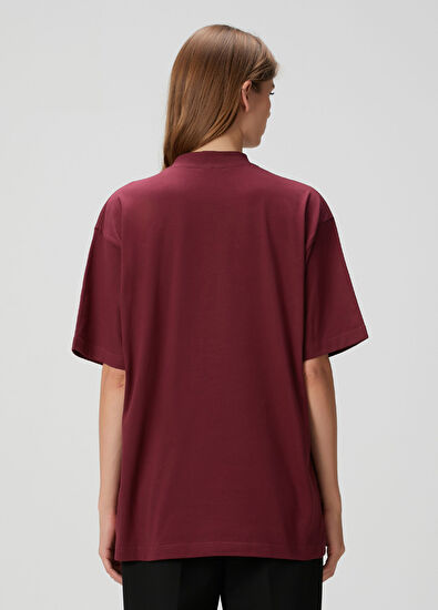 Balenciaga Bordo Logo Baskılı T-shirt - 4