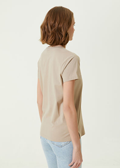 Beymen Club Taupe Logo Embroidered T-Shirt - 5