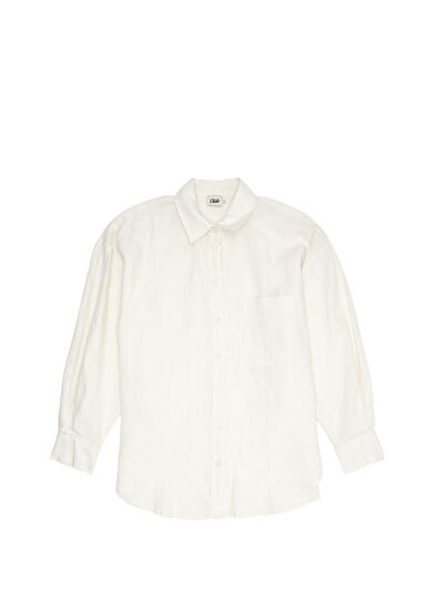 Beymen Club Beyaz Oversize Keten Gömlek - 7
