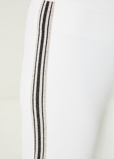 Beymen Club Beyaz Simli Şerit Detaylı Triko Pantolon - 4