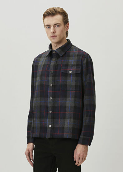 Beymen Club Antrasit Ekose Desenli Dış Gömlek - 5