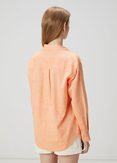 Beymen Club Orange Linen Shirt - 4