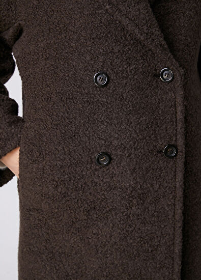 Beymen Club Brown Shearling Double-Breasted Wool Coat - 7