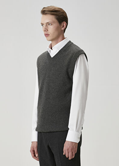 Beymen Club Grey Melange Cashmere Blend Sweater - 5