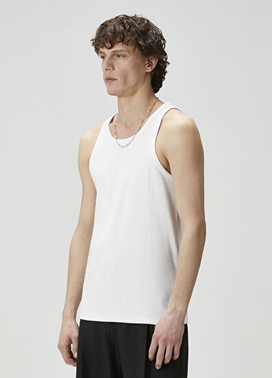 Academia White Ribbed Tank Top - 6