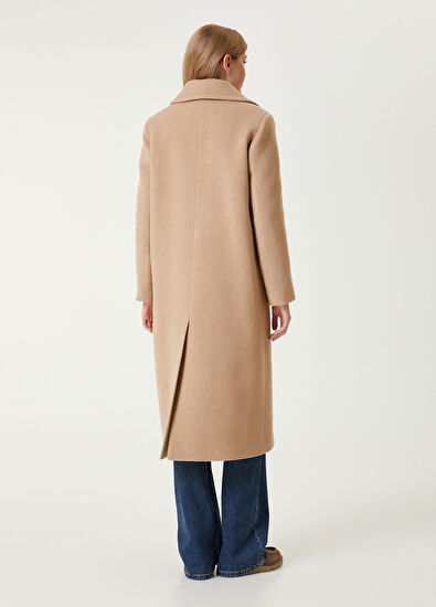 Beymen Club Beige Double-Breasted Wool Coat - 6