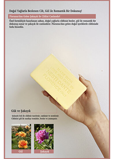 Nesti Dante Romantica Florentine Rose and Peony Gül ve Şakayık Özlü Vegan Bakım Kalıp Sabun 250 gr - 3