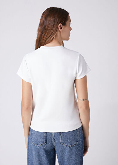 Beymen Club White Crystal Patch T-Shirt - 5