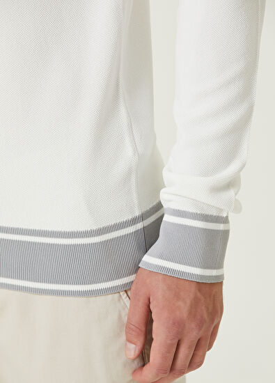 Beymen Club Beyaz Polo Yaka Logo Nakışlı Triko - 7