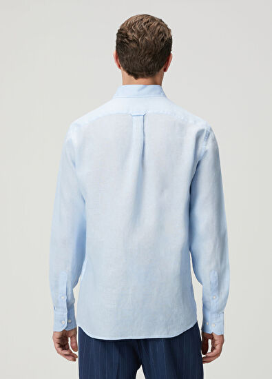 Beymen Club Comfort Fit Light Blue Linen Shirt - 5