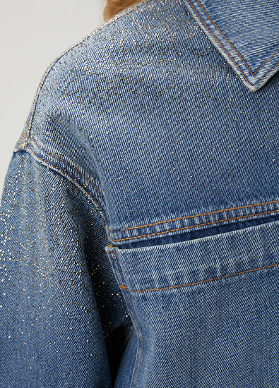 Beymen Club Blue Hotfix Detailed Denim Jacket - 7