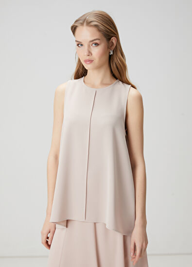 Beymen Club Bej Dökümlü Krep Bluz - 3