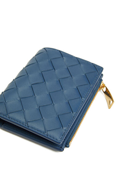 Intrecciato Small Mavi Kadın Deri Cüzdan - Görsel 6