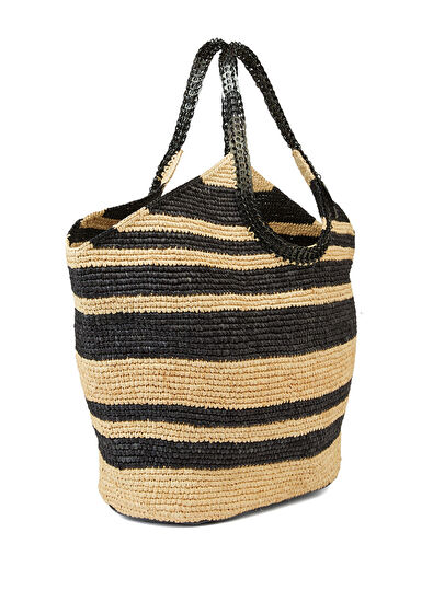 Rabanne Rabanne Siyah Beyaz Kadın Rafya Çanta - 3