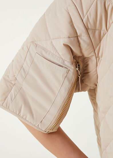 Beymen Club Bej Kapüşonlu Kapitoneli Mont - 5