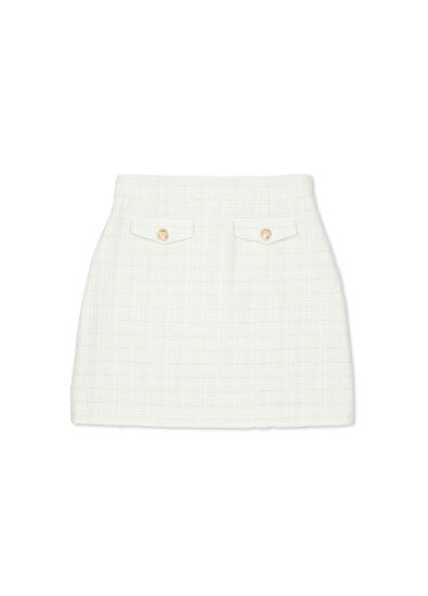 Beymen Club Ecru Mini Tweed Skirt - 7