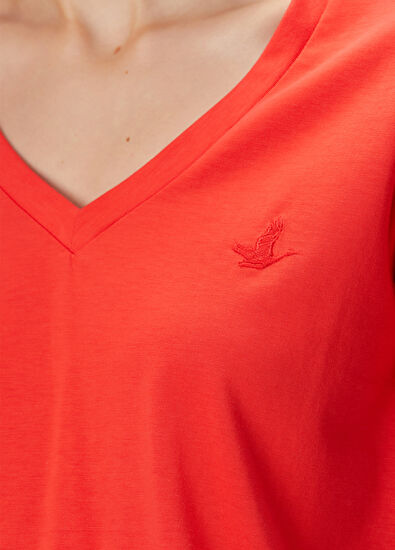 Beymen Club Nar Çiçeği V Yaka Dökümlü T-shirt - 5