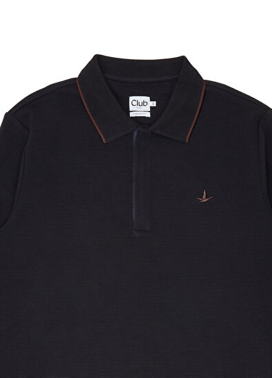 Beymen Club Comfort Fit Dark Navy Ottoman Polo Sweatshirt - 7