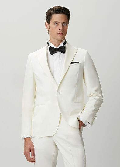 Beymen Club Off-White Wool One-Button Tuxedo - 6