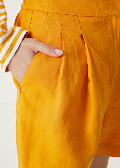 Beymen Club Turuncu Pile Detaylı Keten Şort - 5