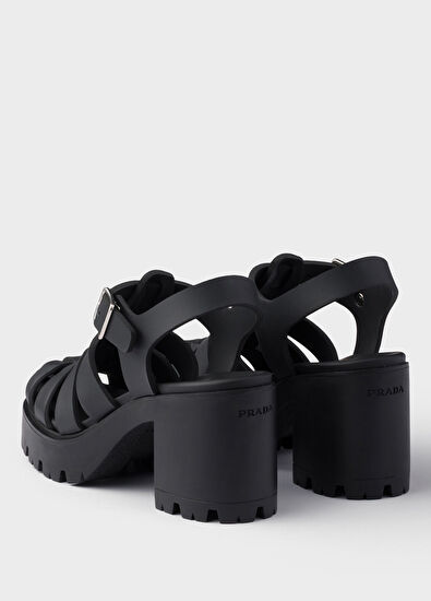 Prada Siyah Platformlu Kadın Topuklu Sandalet - 4
