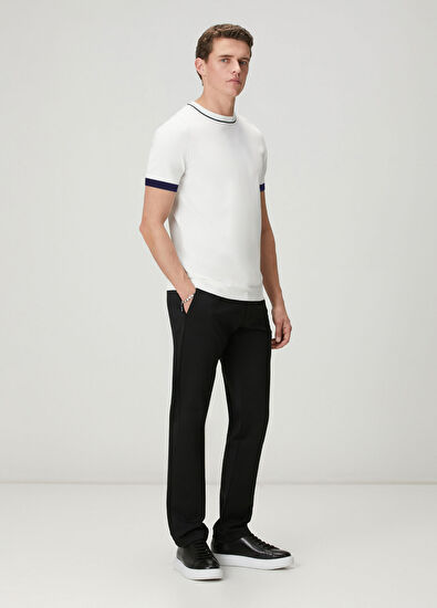 Beymen Club Off-White Stripe Jacquard Short-Sleeved Sweater - 3