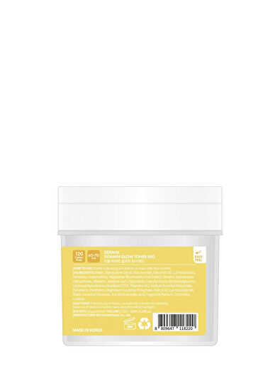 Dermal Vitamin Glow Toner Pad 120’li Cilt Aydınlatıcı ve Vitamin Kompleksli Tonik Ped 180 ml - 5