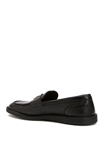 Dolce&Gabbana Black Logo Buckle Leather Men's Loafer - 3