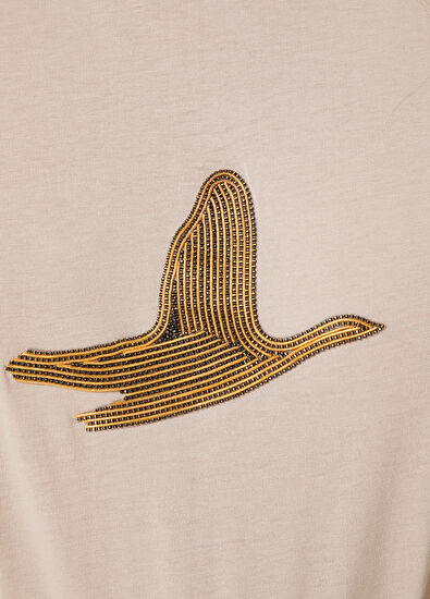 Beymen Club Deve Tüyü Taşlı Kuş Detaylı T-shirt - 5