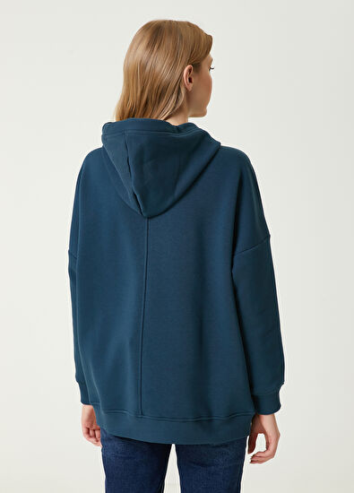 Beymen Club Teal Blue Logo Hoodie - 6